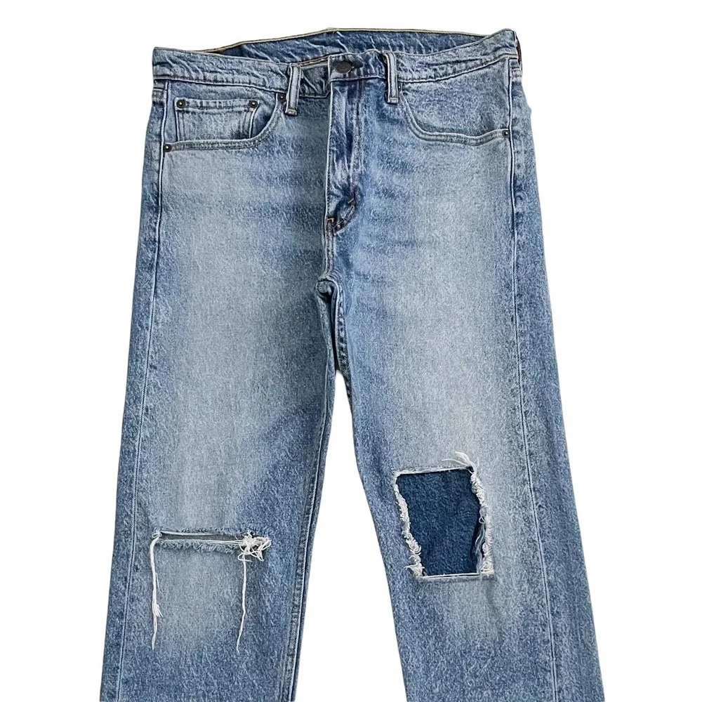 Levi's 505 Jeans Men's 32 x 28 - Blue Distressed Denim Patchwork